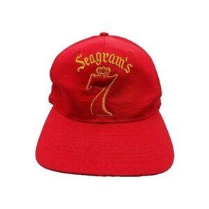Seagram's 7 Crown Whiskey Red Yellow Pinwheel Snapback Ball Cap Hat Trucker